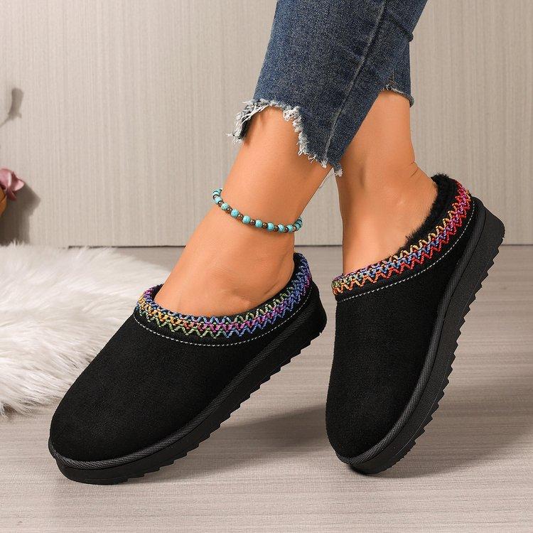 Women's padded and thickened warm and not tired feet a stirrup thick bottom heightened comfortable waterproof non-slip leisure cotton slippers