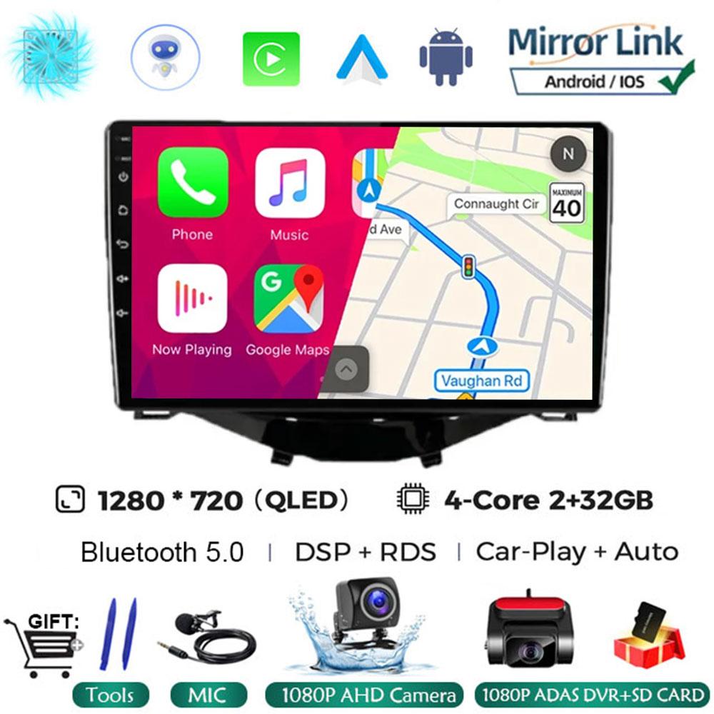 Car Radio Multimedia Player Android 14 For Toyota Aygo 2015 Peugeot 108 2020 Citroen C1 2015 - 2022 GPS Navigation Apple Carplay