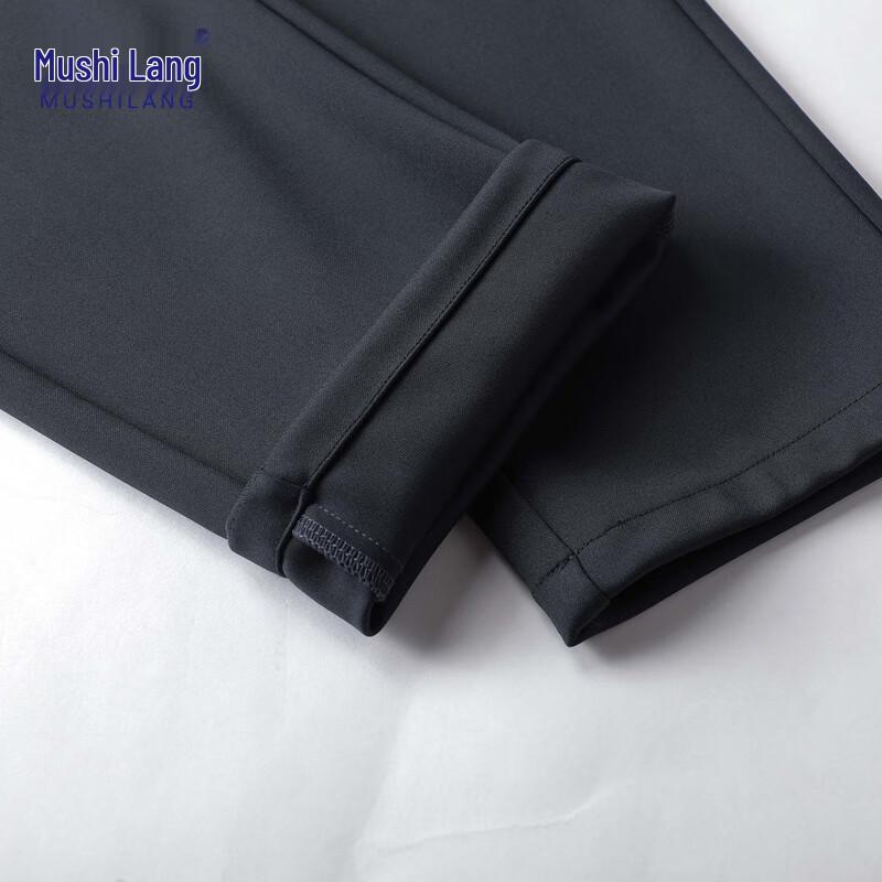 Mushi Lang Herren Knitterfreie Casual-Hose mit geradem Schnitt