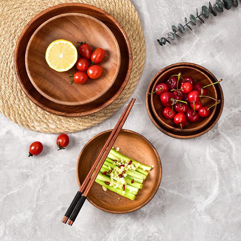 Unpainted Acacia Wood Salad Plate