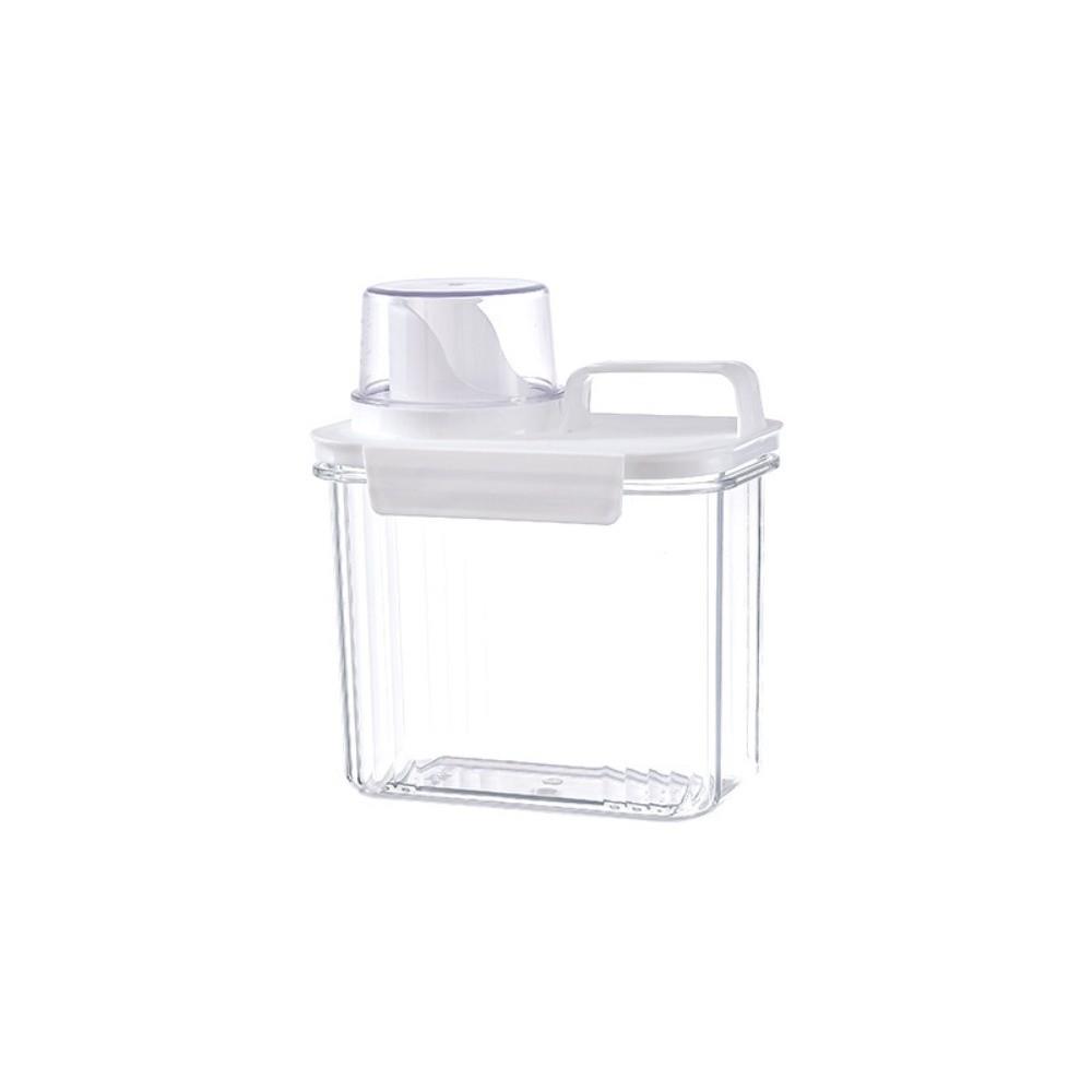 Transparent Laundry Powder Storage Box with Measuring Cup Laundry Room Organization