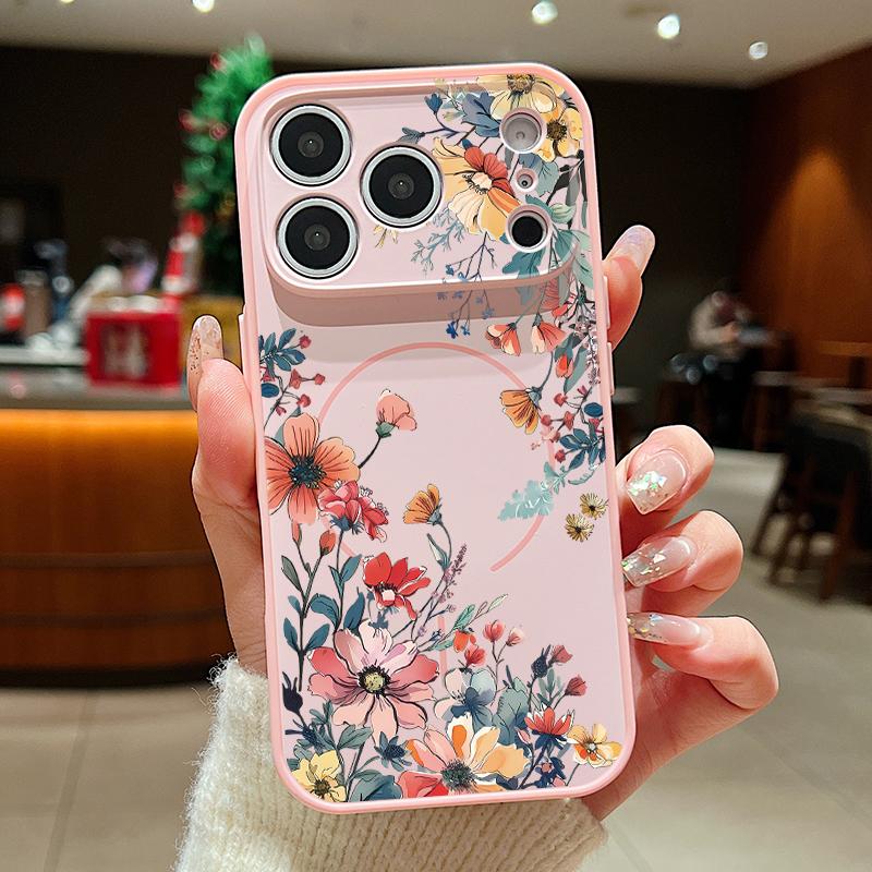 Colorful Flowers Case For iPhone 17 Pro Max Funda iPhone 16 15 14 13 Pro Max Magnetic For Magsafe Hybrid TPU+PC Matte Cover iPhone 13 Pro