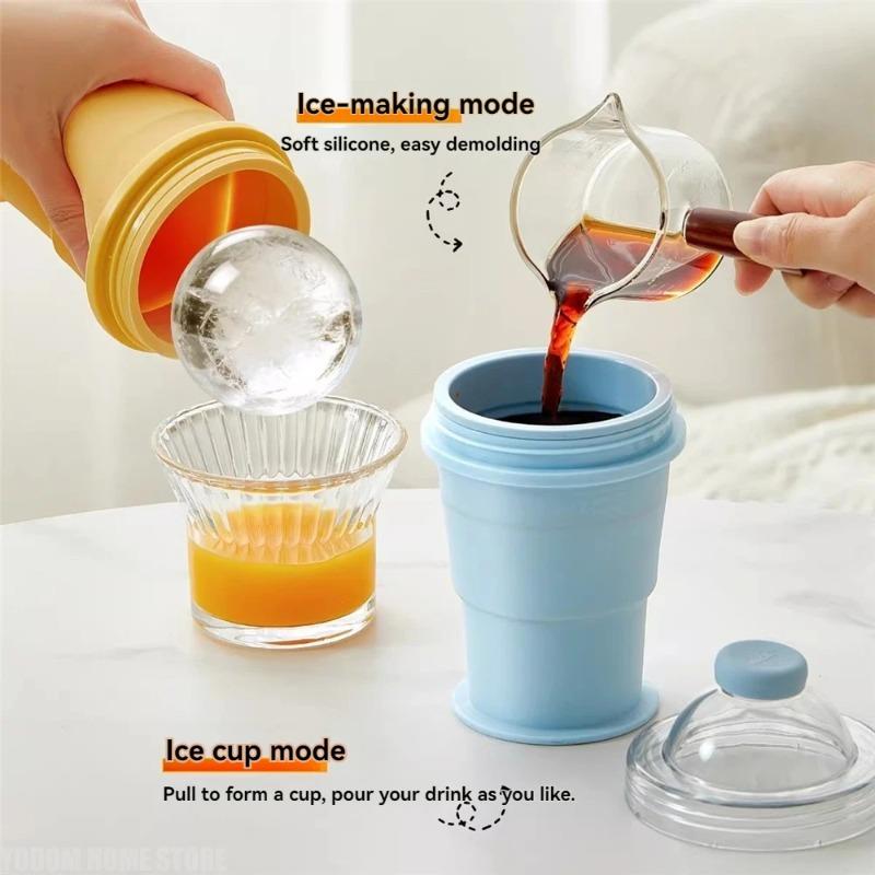 New 325ml Foldable Silicone Straw Cup Collapsible Water Mugs with Ice Ball Summer Coffee Cold Drinks Portable Travel Straw Cups