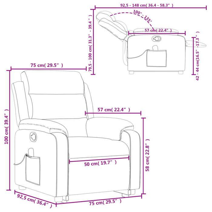 VidaXL Fauteuil de Massage Inclinable, Chaise de Relaxation avec Dossier, Siège avec Accoudoirs, Fauteuil TV de Salon, 3205113