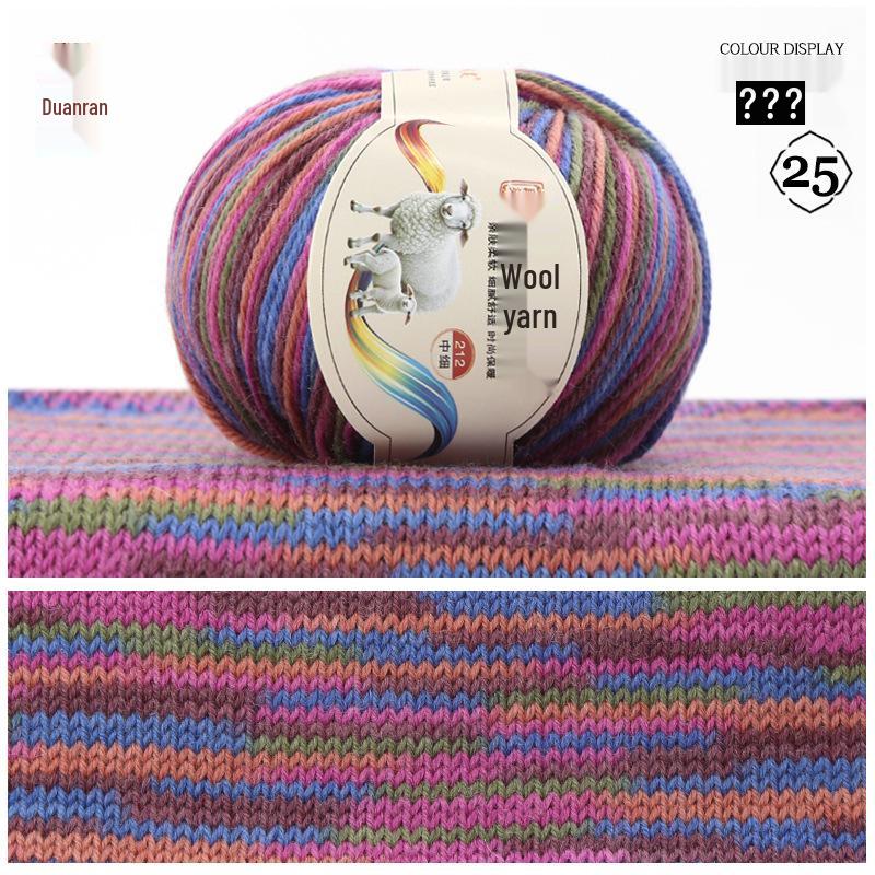 Rainbow Gradient Wool Yarn for Hand-Knitted Sweaters, Baby Hats, and Scarves
