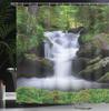 Natural Scenery Waterfall Shower Curtain Plant Lake River Landscape Bath Decor Bathroom Waterproof Polyester Cloth Curtain