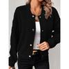 women's Cable Knit Textured Stand Collar Single Breasted Long Sleeve Jacket Casual Baseball Cardigan