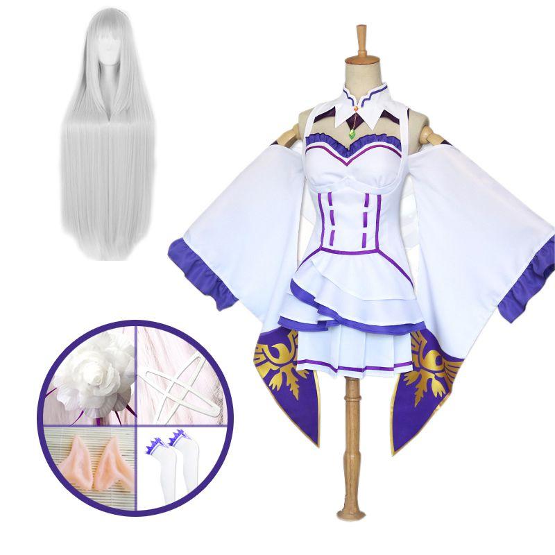 

Платье Эмилия Косплей Наборы Парик Женский Костюм Аниме Вечеринка Плащ Хэллоуин Suit,M