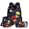3Pcs Set School Backpack with Front Pocket, Crossbody Bag & Pencil Bag, Cartoon NARUTO, Lightweight for Boys & Girls Ages 6-10
