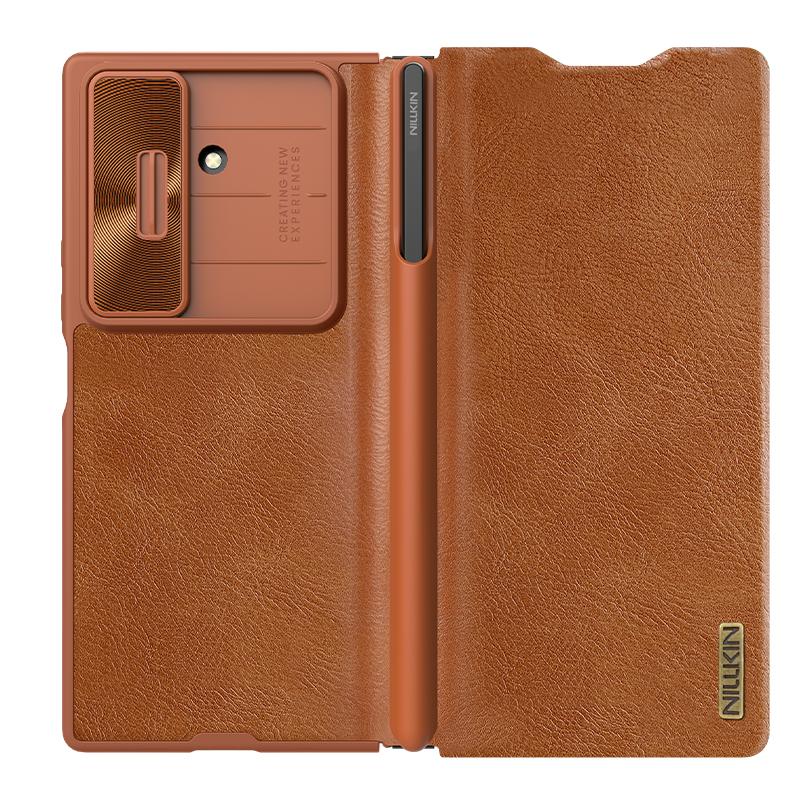 NILLKIN Luxury Leather Case for Samsung Galaxy Z Fold 7 5G with Slide Camera Cover & S-Pen Holder – Premium Protection Cover