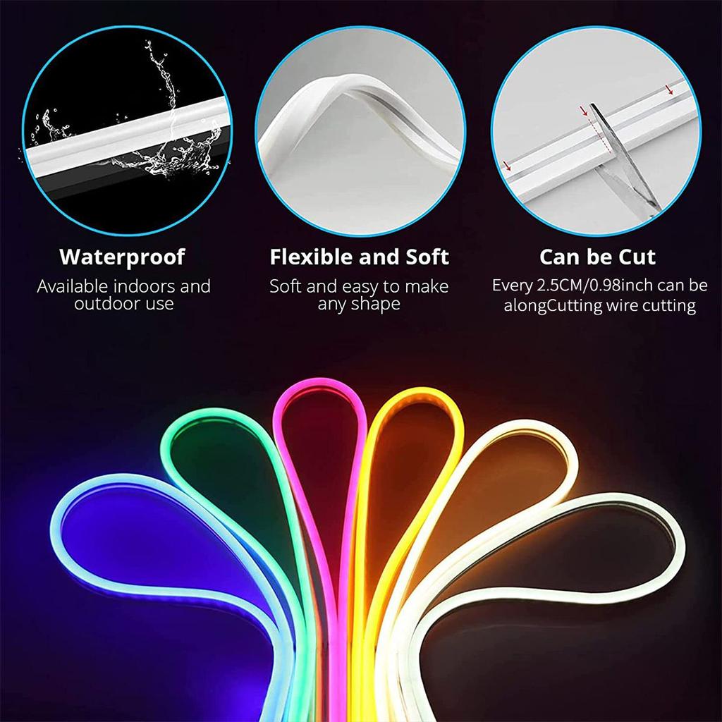 LED RGB Neon Strip Light EU Waterproof Bluetooth Remote Flexible Ribbon  TV Backlights  Bedroom Decor Christmas Holiday Lights