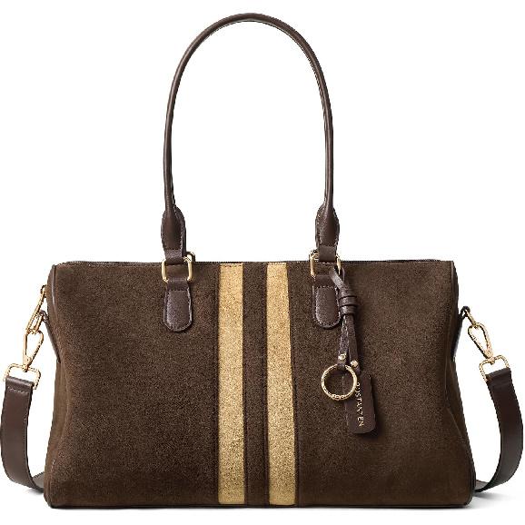 BOSTANTEN Large Women's Satchel Handbag, Color-block Striped Boston Bag