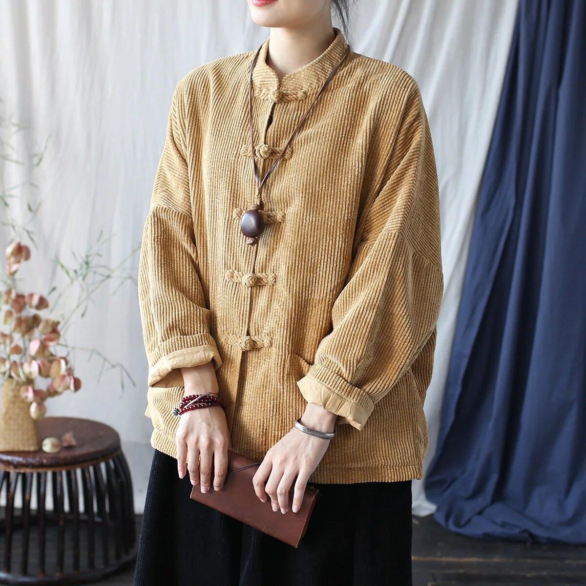 

Johnature женские винтажные куртки-стойки с длинным рукавом, осенние пальто на пуговицах, однотонные лоскутные куртки с карманами One Size хаки