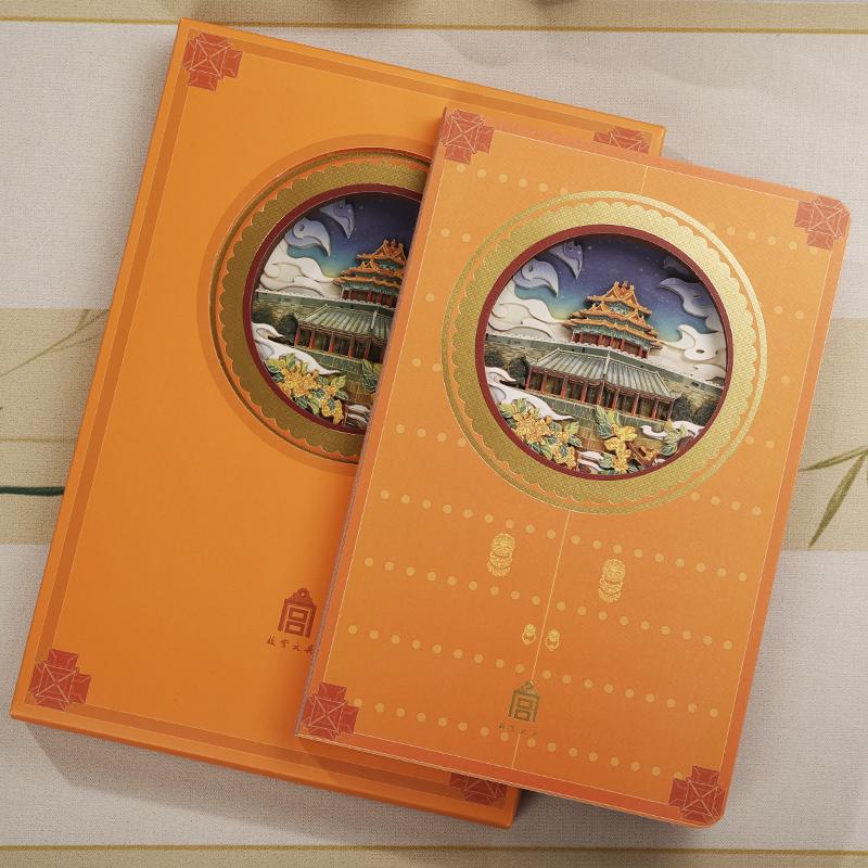 A5 3D Sculpture Notebook Autumn-Inspired Imperial Architecture Printed Hollowout Souvenirs Gift Imperial Palace Eye Paper (as the picture,136*206*12mm)