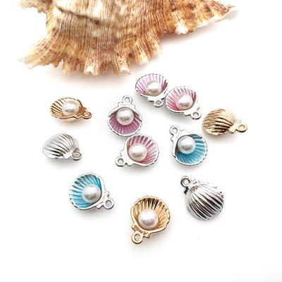 Hanmade Bracelet Alloy Pendant 10pcs Ocean Pendant Pearl Shell Small Pendant Handmade DIY Jewelry Accessories Necklace Pendant