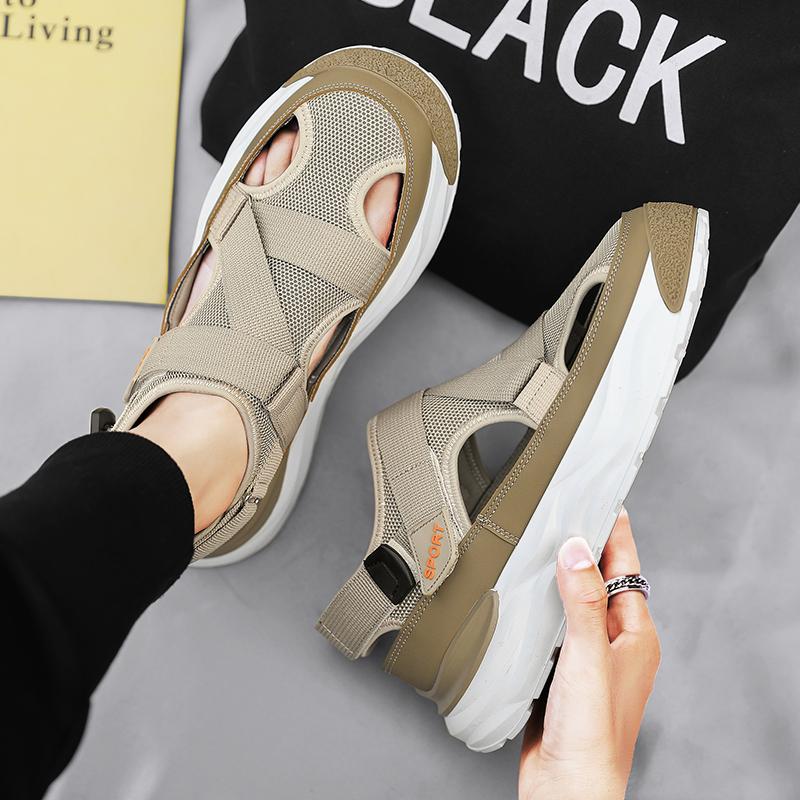 Men's Anti Slip Wear-resistant Fashionable Sports Sandals Thick Soled Breathable Mesh Perforated Shoes Men's Shoes Trendy Shoes