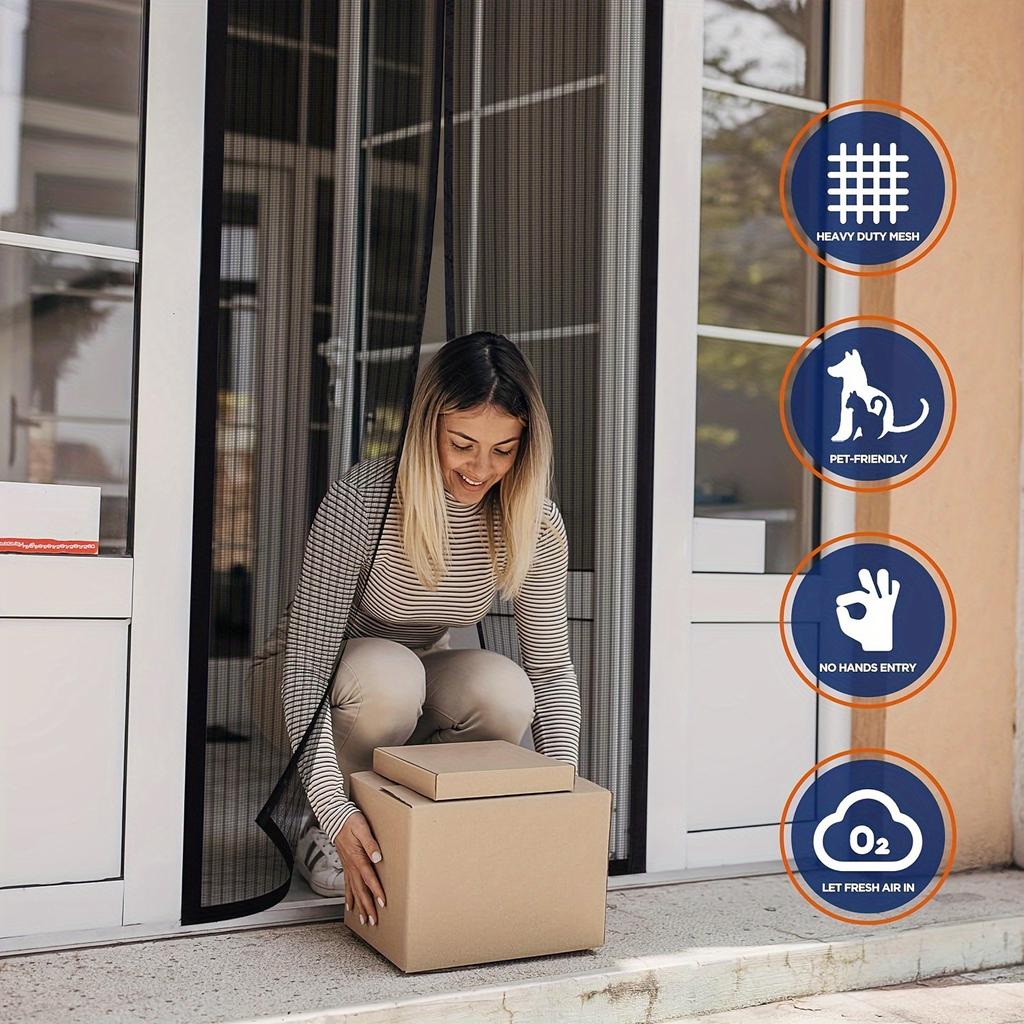 Heavy-Duty Magnetic Screen Door - Self-Sealing, Hands-Free Mesh for Insect Protection, Easy Installation with Magnetic Strips