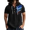 Men'S Casual Short Sleeved Hooded Top Buttoned Open Neck T-Shirt