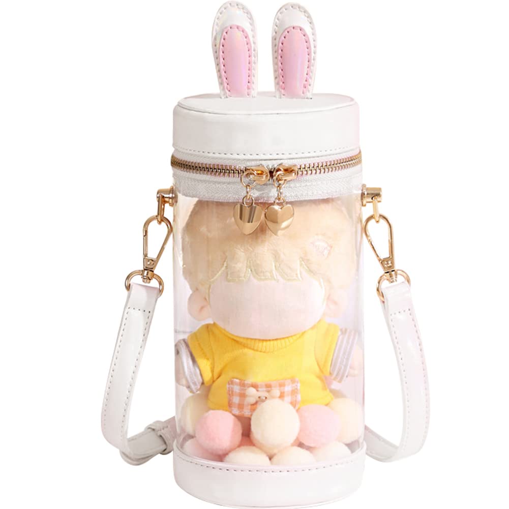 

Itaba Showcase Bag Shoulder Bag Event Stuffed Animal Rabbit Ears 2WAY Going Out Transparent Bag Mini Pouch Cylindrical Back with Lid 24cm [YUYAKESHI] білий