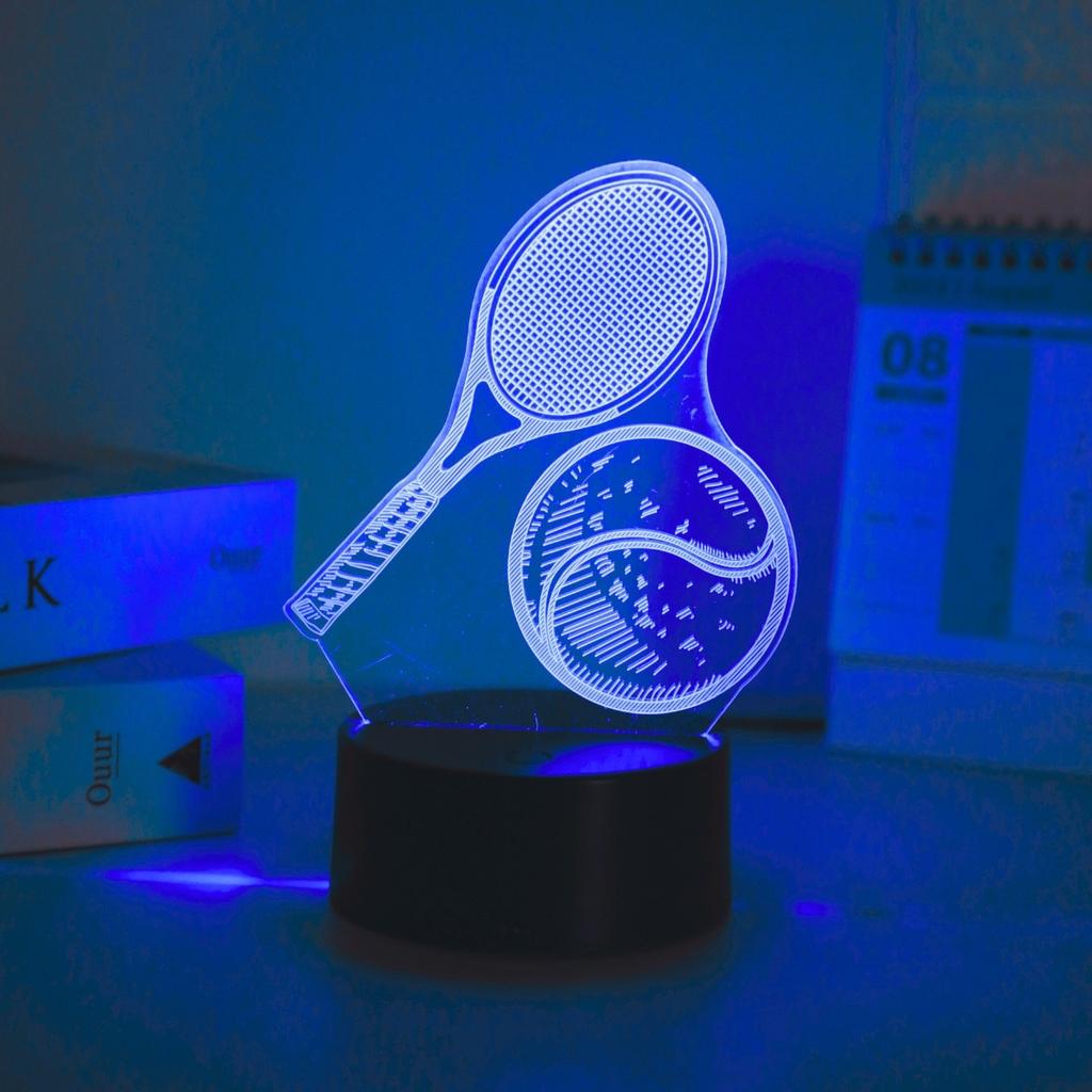 Novelty Tennis 3D Night Light, Creative Desktop Room Bedroom Decoration Atmosphere Light, Gift for Sports Enthusiasts