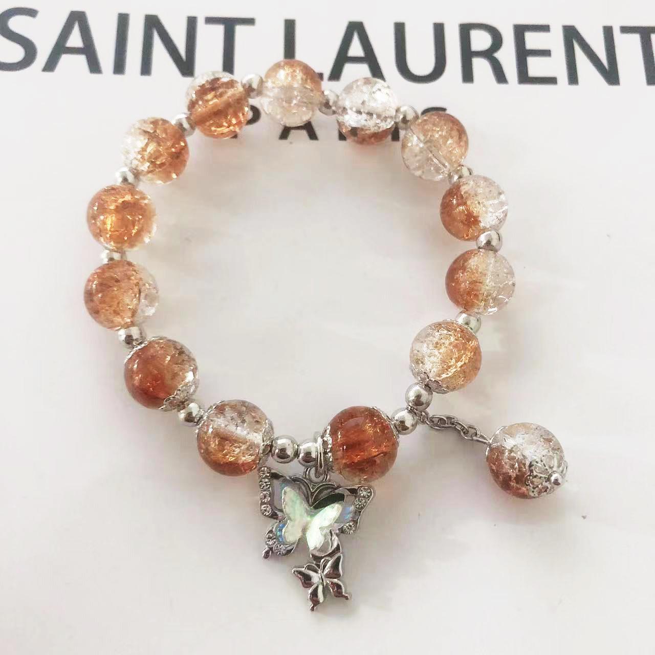 

Серый браслет-бабочка из лунного стекла - Модный, универсальный дизайн для женщин и студенток