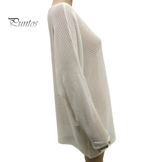 Women Cover Up Dress Batwing Long Sleeve See-through Hollow Mesh Bikini Cover Up Quick-Drying Breathable Beachwear