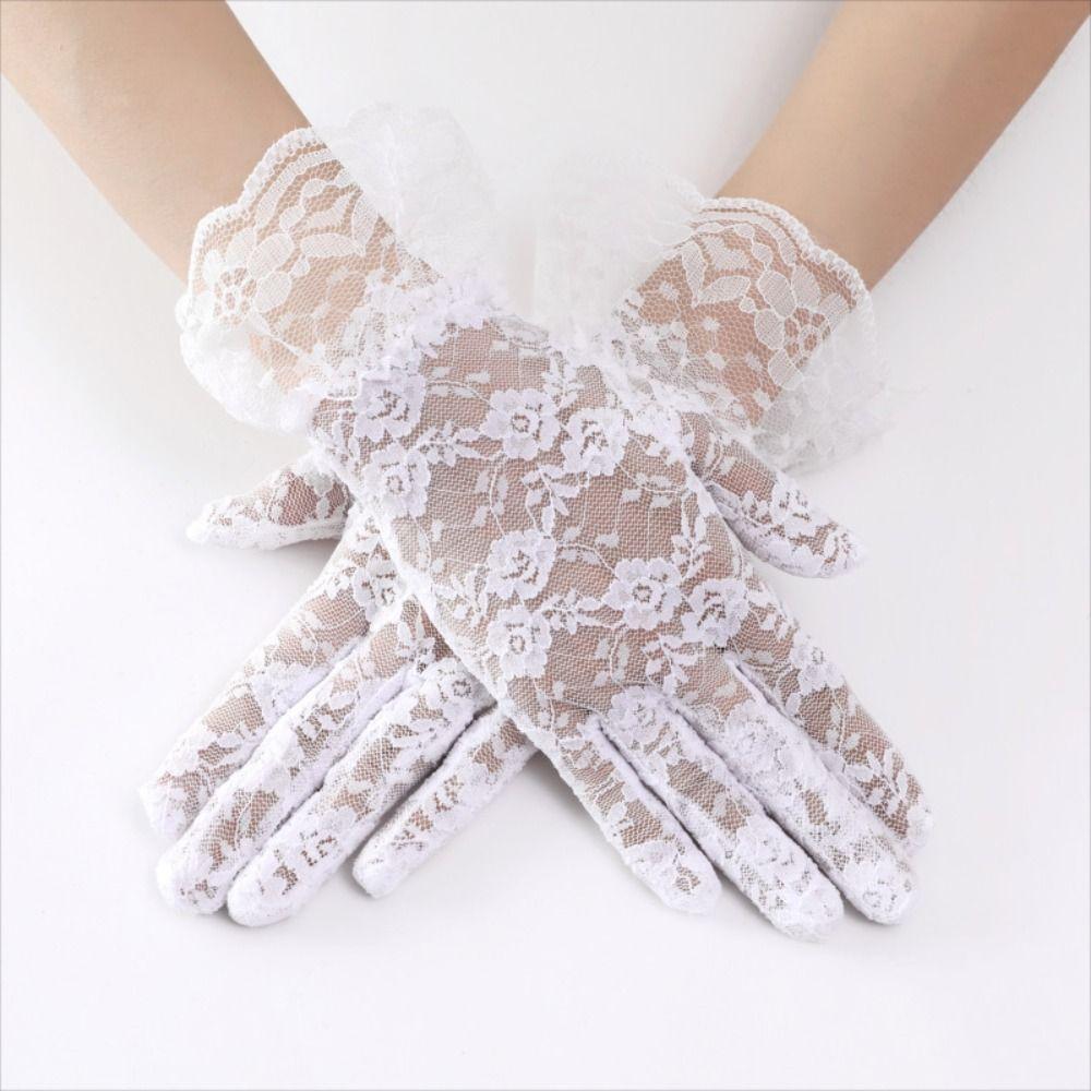 Wrist Length Women's Lace Gloves Full Finger Gloves for Dinner Fancy Costume Accessories
