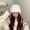 Knitted Hat Women's Autumn and Winter Face Revealing Small Warm Pullover Hat Plush Thickened Versatile Ear Protection Woolen Hat