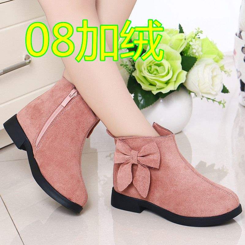 2025 girls autumn and winter retro shoes single boots princess shoes Korean version low tube velvet boots medium and older children cotton shoes s