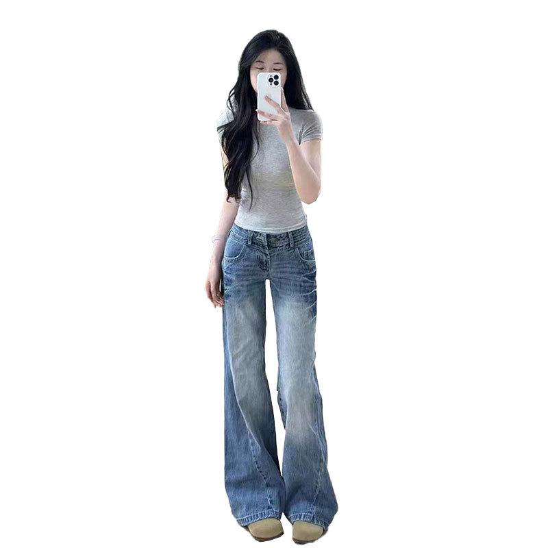 

Spring Women s Jeans Light Micro-Flare low-Waisted Pants: Non-Clingy, Loose, and Slimming XS