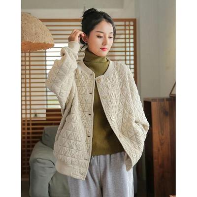 Giacca Casual da Donna Autunnale Monocolore Oversize Vintage Letteraria con Bottoni a Rombo