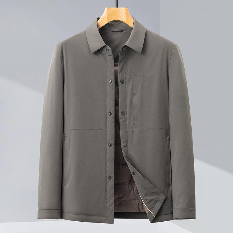 Men's Premium Lightweight Winter Goose Down Jacket with Turn-Down Collar - Mid-Age Business Casual Outerwear