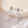 My Shape Middle Finger Stickman Earrings Funny Doodle Stud Earrings Stainless Steel Earrings Hip Hop Jewelry Valentine's Day