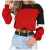 Women's Fashion  O- Neck Contrast Long Sleeve Top  Corded Cool Sweater