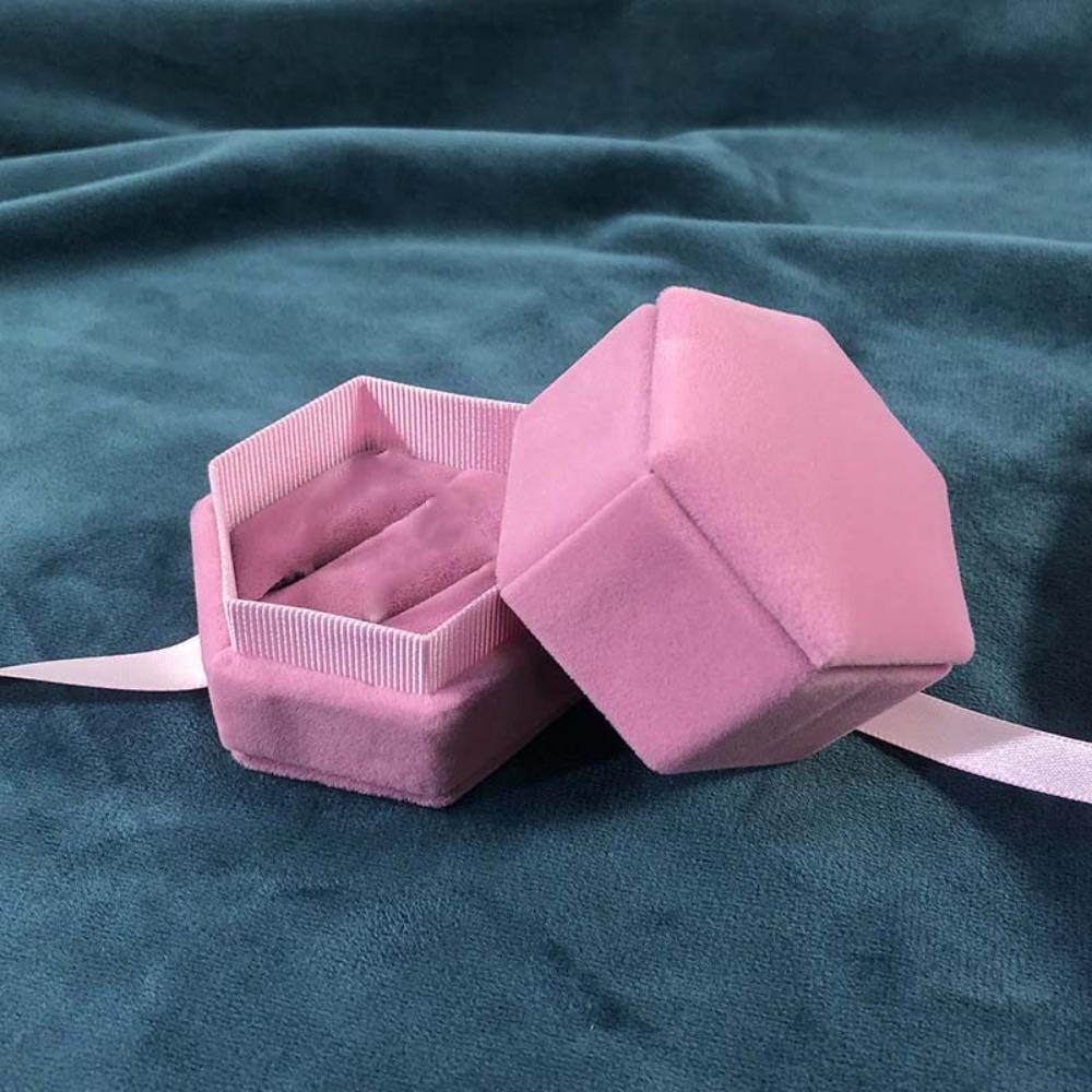 Ribbon Flocking Ring Box Velvet Ring Display Case Portable Jewelry Organizer  Spouse