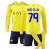 2026 Riyadh Home Soccer Jersey Long Sleeve Kit Mens Football Uniform Size S-3XL Yellow Striped Ronaldo 7