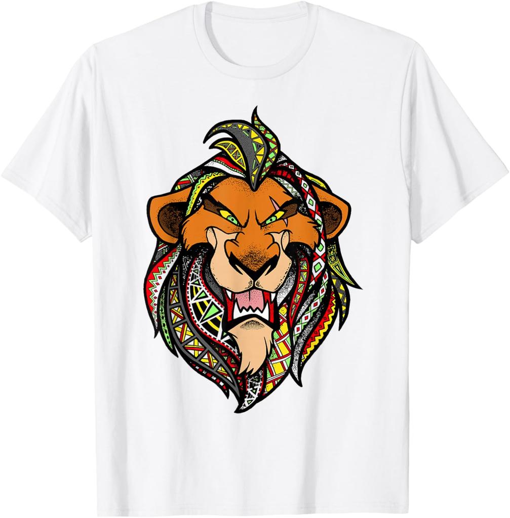 T-Shirt alla Moda Disney Il Re Leone Modello Scar Ritratto a Testa Piena S-4XL Regalo per Tutte le Stagioni