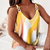 Sommer Camis V-ausschnitt Metall Schnalle Gedruckt Träger Tank Top für Frauen Ärmellose Bluse