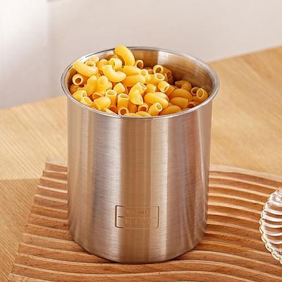 Durable 304 Stainless Steel Storage Box with Transparent Lid Round Seal Tank Fresh Keeping Waterproof Food Can Tea Coffee Grain