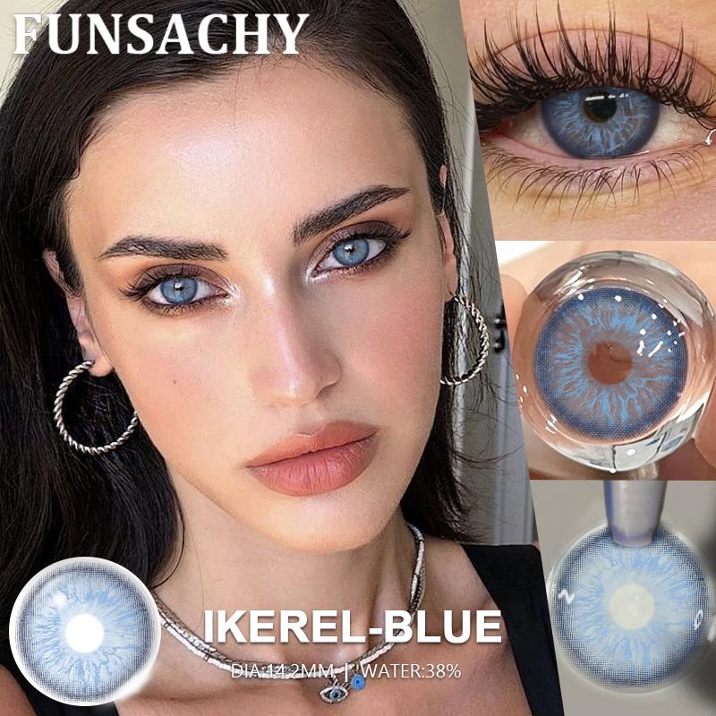 FUNSACHY 1 Pair Natural Brown Contact Lenses for Eyes Beautiful Pupils for Makeup Cosmetics Brown Color Lenses Gray Softlens