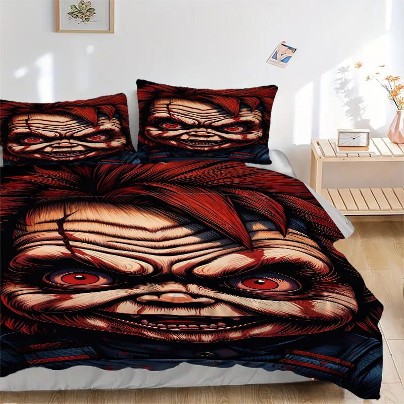 

3pcs Horror Doll Bedding Set: Perfect for Bedroom or Guest Room. Soft and Comfortable with No Core Included yy251031027 135x200cm