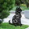 2D Iron Garden Art Metal Flower Cat Stake Outdoor Patio Lawn Decor Christmas Gift for Cat Lovers