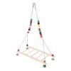 Bird Natural Wooden Chicken Swing Ladder Stand Toys Colourful Beads Chewing Biting Playing