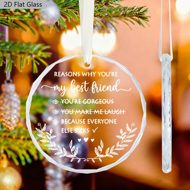 1pc/2pcs Christmas Friendship Ornament Friendship Gifts My Best Friend Ornament Christmas Tree Decoration Glass Ornament Xmas Gift