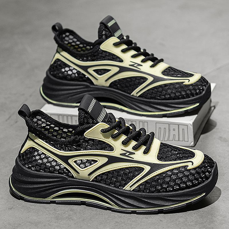 Men's Shoes Summer Breathable Mesh Hollow Lightweight Mesh Shoes Mesh Thin Soft Sole Running Sports Casual Shoes