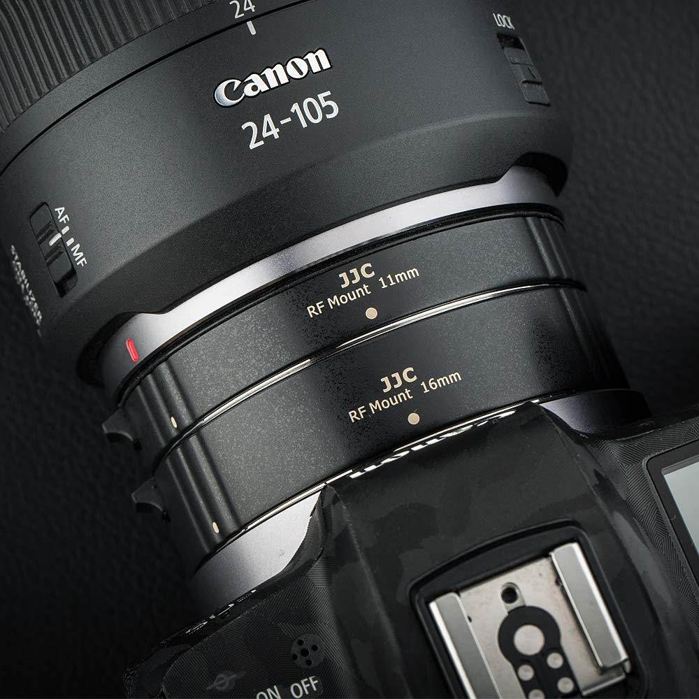 JJC Digital Extension Tube Set for Canon RF 11mm 16mm set with body cap and rear lens cap Compatible with Canon EOS R6 Mark R5 Mark and Ra Cameras +