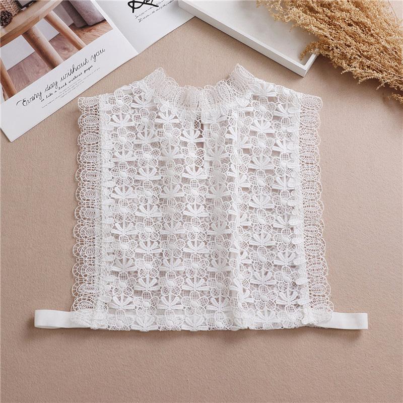 Fashion Hollow Lace Fake Collar Half Shirt Blouse Collar Detachable Faux Collar White Removable Collar Decorative Neck Top