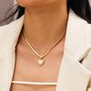 Heart Pendant Titanium Steel Necklace - Clavicle Chain with Light Luxury Peach Heart Design