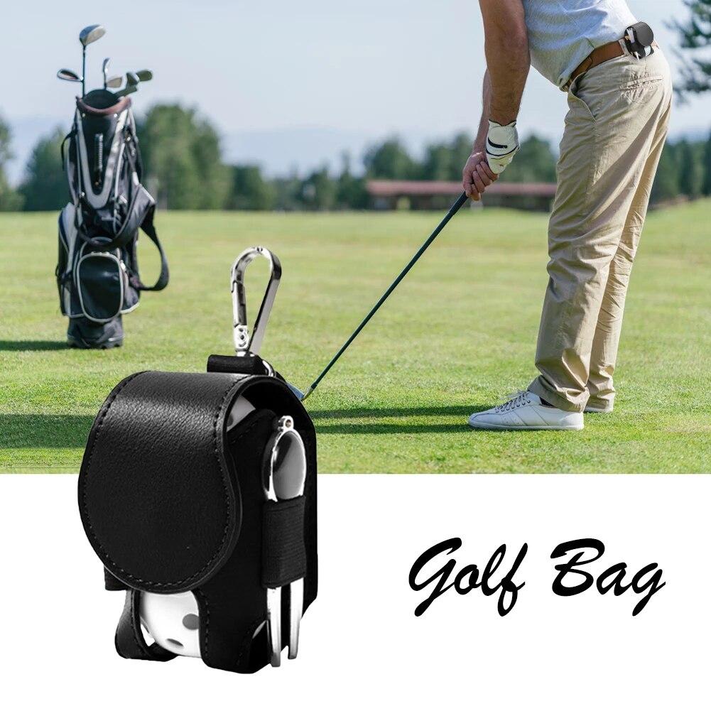 Golf Bag Mini Storage Bag PU Leather Hanging Waist Golf Bag Metal Buckle Golf Belt Bag