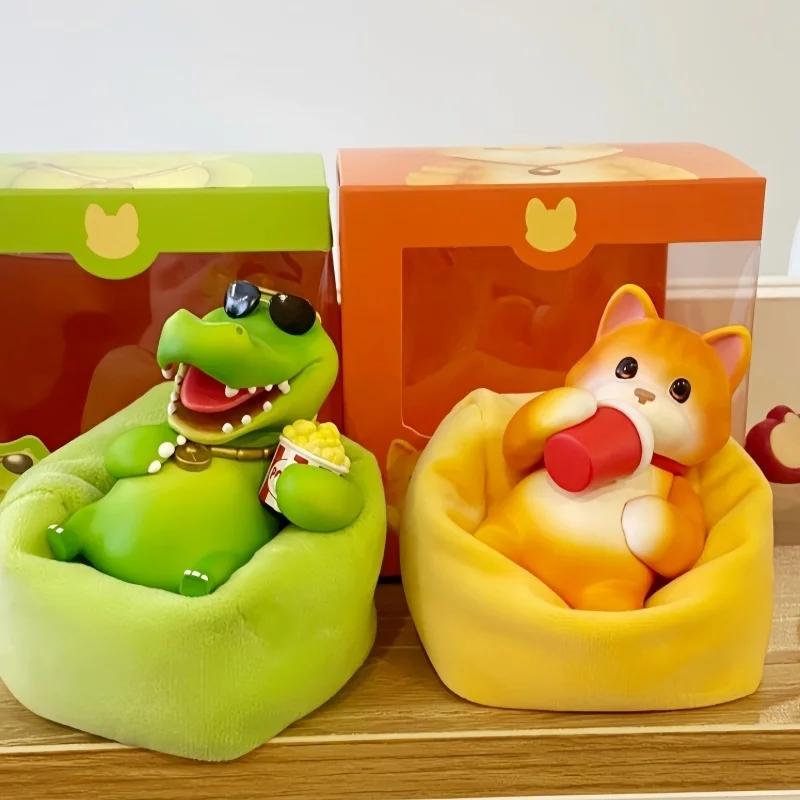 New Partyanimals Anime Figure Party Animal Lying Win Series Handmade Cute Cat Duck Collection Figure Desktop Ornament Toy Gifts